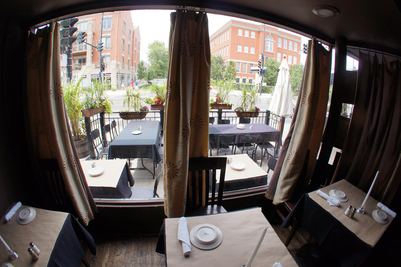 Tango Sur patio through window Tango Sur patio through window